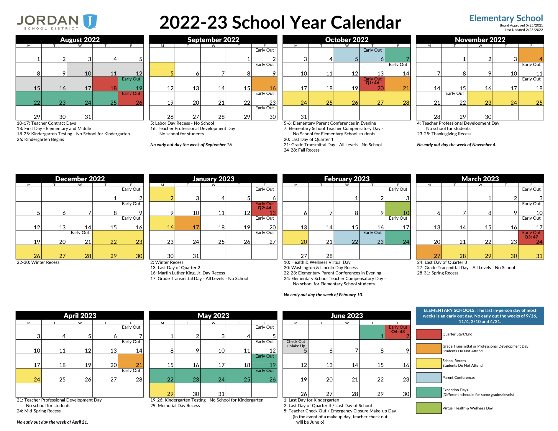 Calendar Midas Creek Elementary
